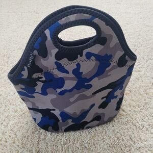 FlowFly Neoprene Kids Lunch Bag Soft Insulated Blue Black Camo
